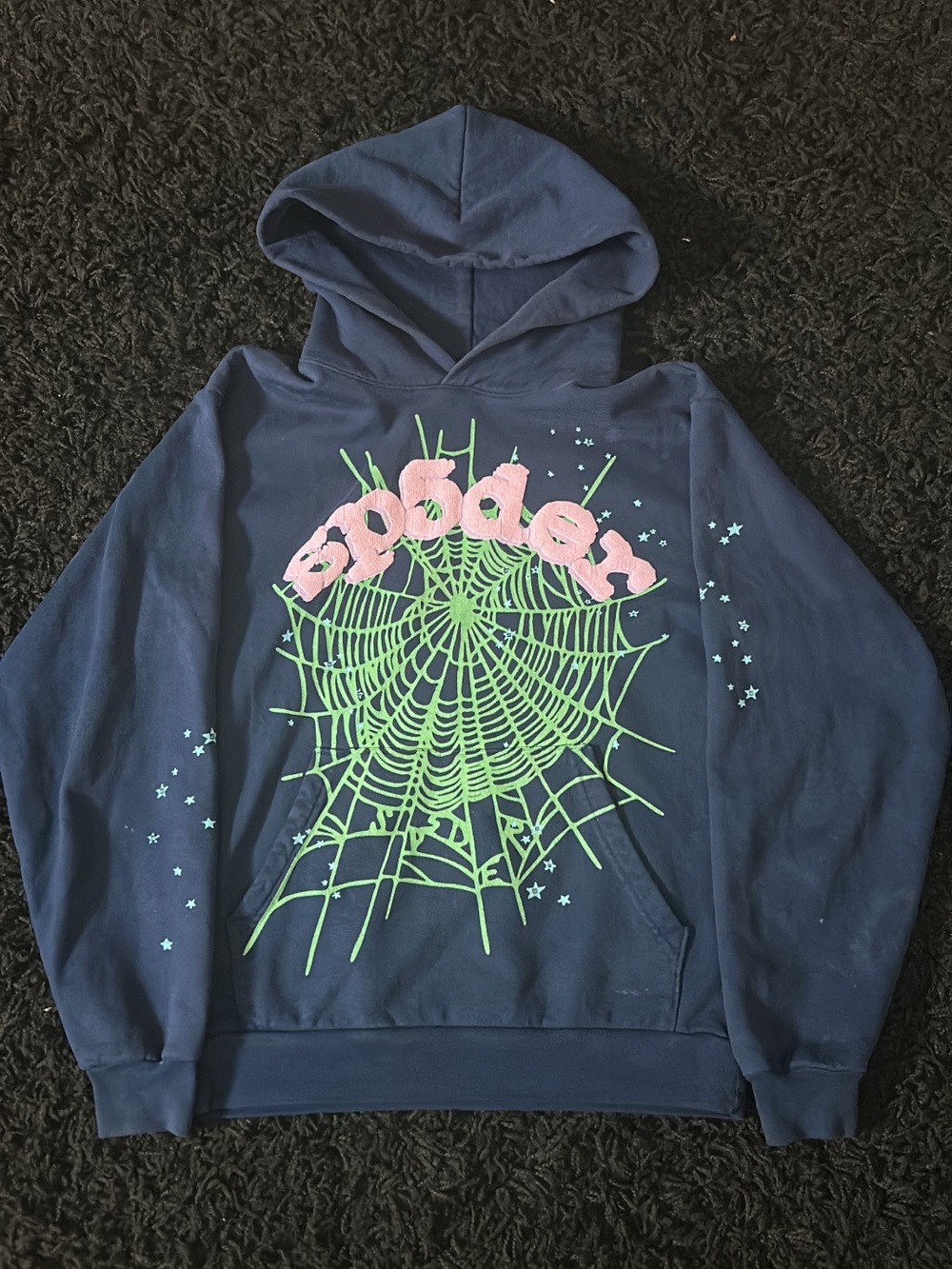 Hoodie Sp5der Worldwide Web Navy Blue